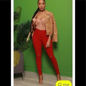 New with tags Swank A Posh Sidebar Knee slit High Rise Jeans, burgundy, size S